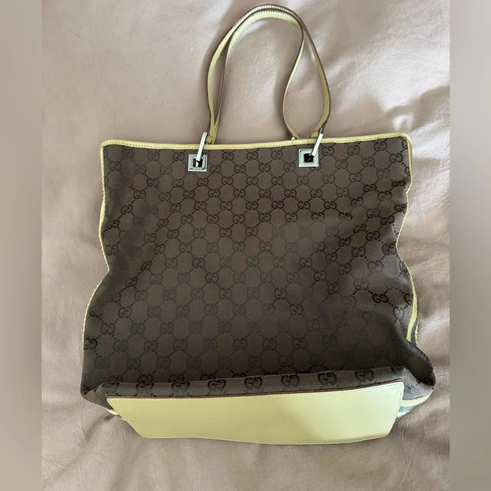 Gucci Brown and Tan Monogram Tote - Picture 1 of 5